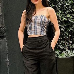 Zara blue gray and black tube top